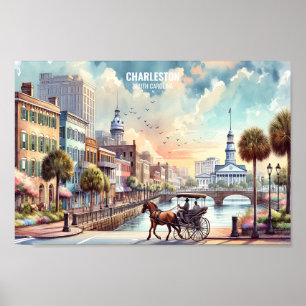 Charleston South Carolina Reisen Orte Aquarell Poster