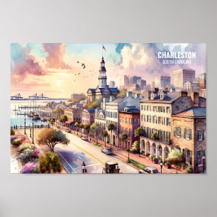 Charleston South Carolina Reisen Orte Aquarell Poster