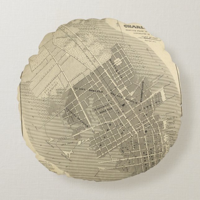 Charleston, South Carolina Rundes Kissen (Vorderseite)