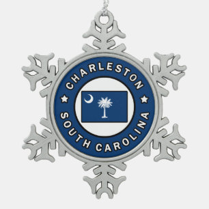 Charleston South Carolina Schneeflocken Zinn-Ornament