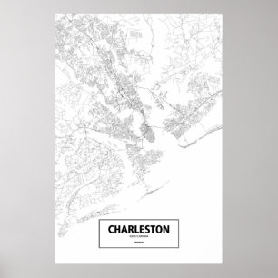 Charleston, South Carolina (schwarz auf weiß) Poster