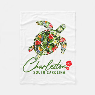 Charleston South Carolina Sea Turtle Tropical Hibi Fleecedecke