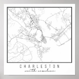 Charleston South Carolina Street Karte Poster