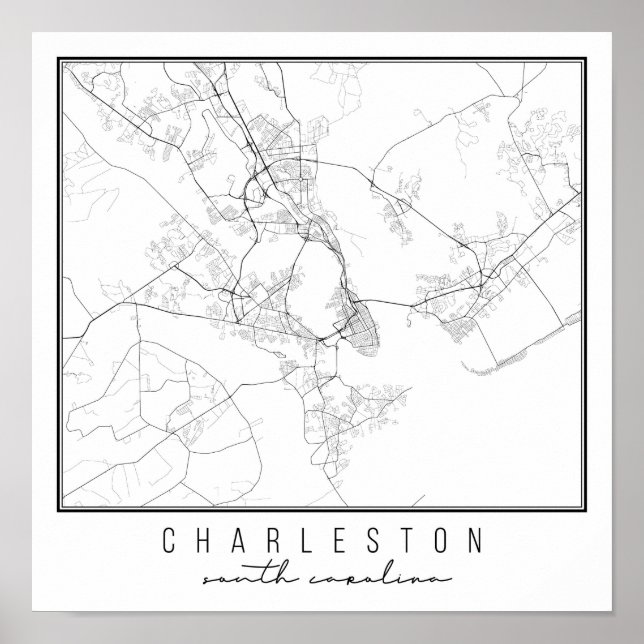 Charleston South Carolina Street Karte Poster (Vorne)