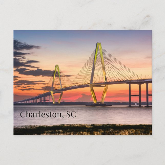 Charleston, South Carolina Sunset Bridge Postkarte (Vorderseite)