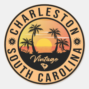 Charleston South Carolina - Vintage 60er Jahre Sou Runder Aufkleber