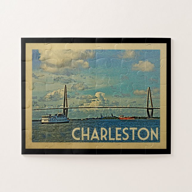 Charleston South Carolina Vintage Travel Puzzle (Horizontal)