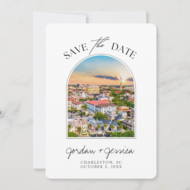 Charleston South Carolina Wedding Save the Date Einladung (Vorderseite)