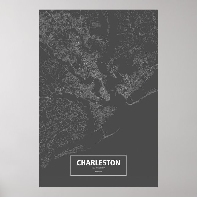 Charleston, South Carolina (weiß auf schwarz) Poster (Vorne)