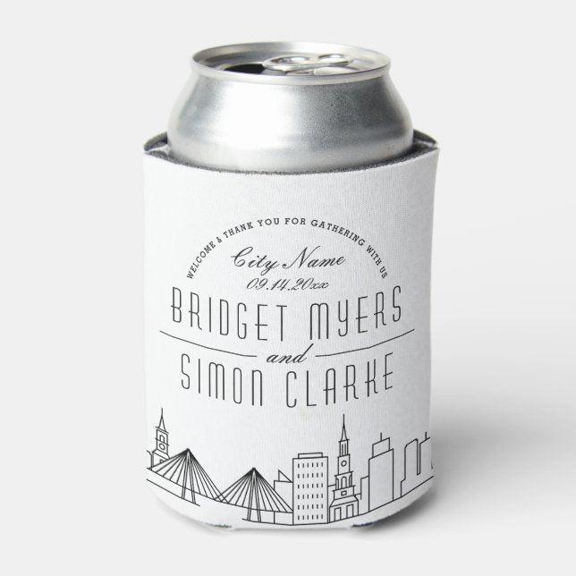 Charleston Stylized Skyline | Wedding Can Cooler Dosenkühler (Kanne Vorderseite)