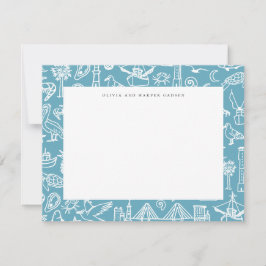 Charleston Toile Border in Blue Danke Karte