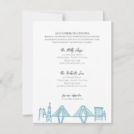 Charleston Toile Border in Blue Unterkünfte Mitteilungskarte