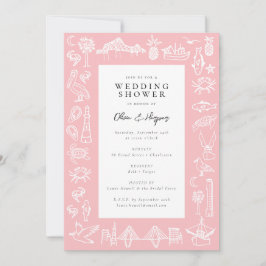Charleston Toile Border in Pink Dusche Einladung