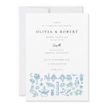 Charleston Toile Border of Blue Engagement Party