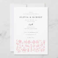 Charleston Toile Border of Pink Engagement Party