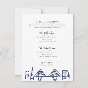 Charleston Toile in Navy Blue Unterkünfte Mitteilungskarte