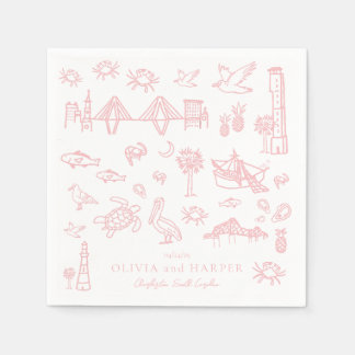 Charleston Toile in Pink Napkin Serviette