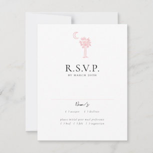Charleston Toile in Pink Wedding Response Card RSVP Karte