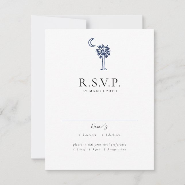 Charleston Toile Navy Blue Wedding Response Card RSVP Karte (Vorderseite)