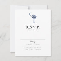 Charleston Toile Navy Blue Wedding Response Card