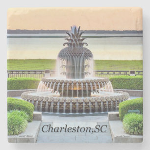 Charleston Untersetzer, Ananas-Brunnen, Charleston Steinuntersetzer