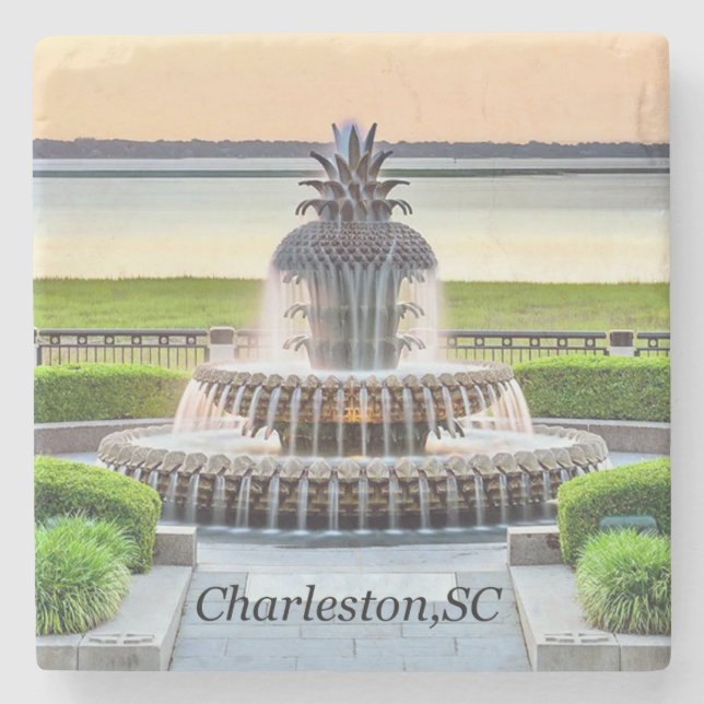 Charleston Untersetzer, Ananas-Brunnen, Charleston Steinuntersetzer (Vorderseite)