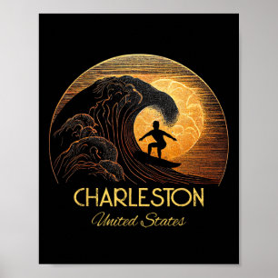 Charleston Vereinigte Staaten Surfen Surfboard Poster