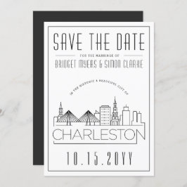 Charleston Wedding Stylized Skyline Save the Date Einladung