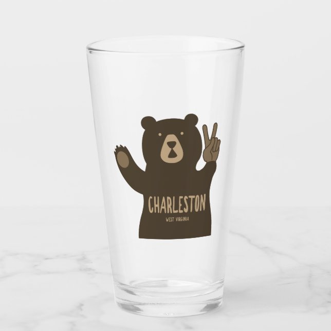 Charleston West Virginia Peace Bear Glas (Vorderseite)
