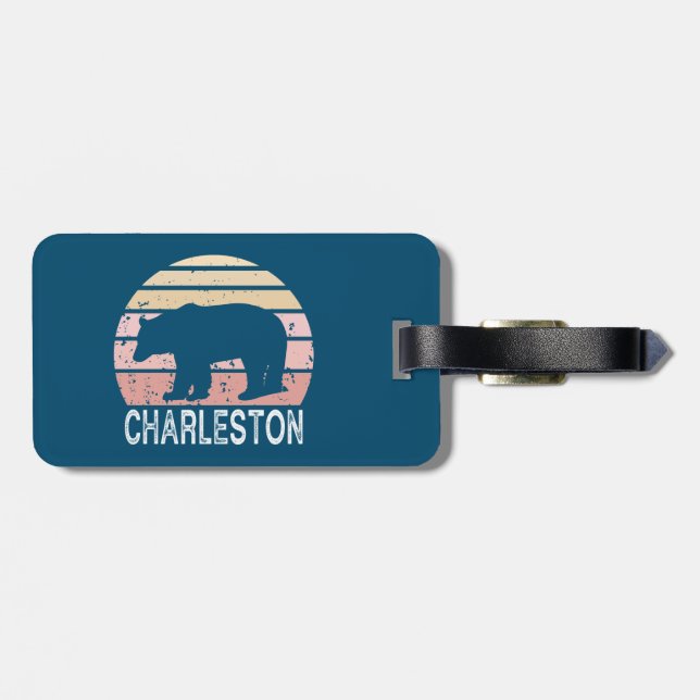 Charleston West Virginia Retro Bear Gepäckanhänger (Rückseite horizontal)