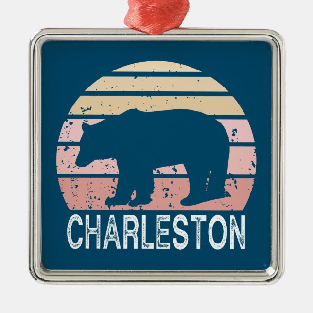 Charleston West Virginia Retro Bear Ornament Aus Metall (Vorne)