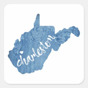 Charleston West Virginia Wood Grain Quadratischer Aufkleber