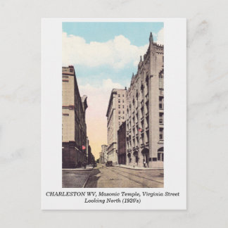 Charleston WV 1920s Masonic Temple Virginia Street Postkarte