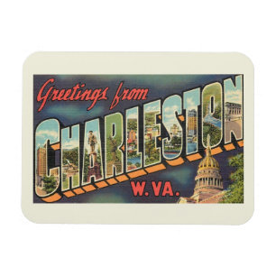 Charleston WV Grossbuchstabe Gruß Vintag Magnet