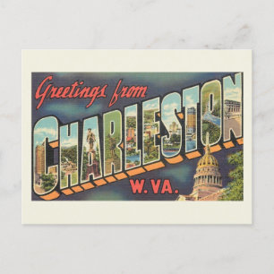 Charleston WV Grossbuchstabe Gruß Vintag Postkarte