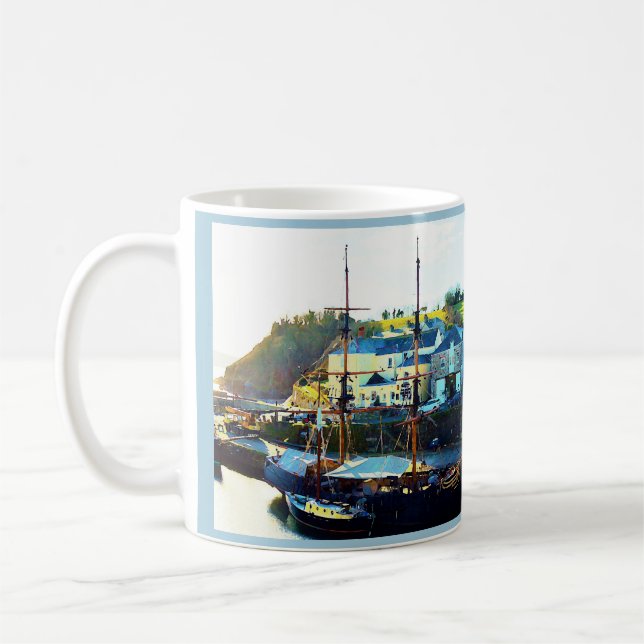 Charlestown Harbour Cornwall England Kaffeetasse (Links)
