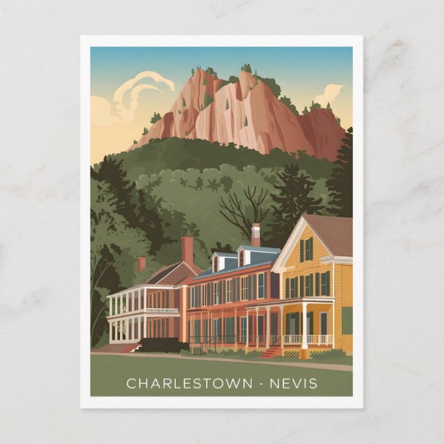 Charlestown Nevis Vintag Postkarte (Vorderseite)