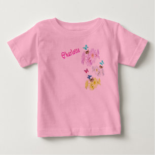 Charlette Name Mit Kätzchen Und Blumen, Baby T-shirt