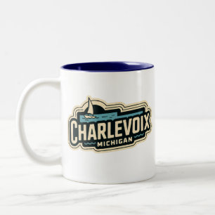 Charlevoix 70er Retro Michigan Vintage Zweifarbige Tasse