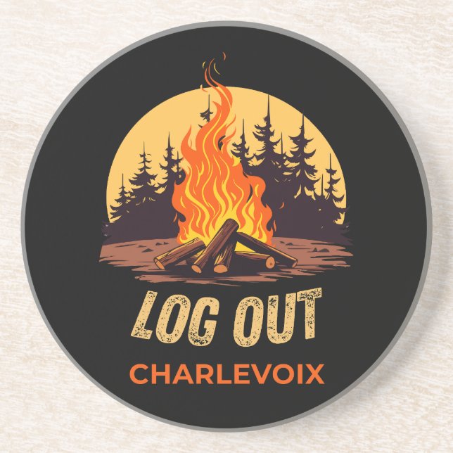 Charlevoix Michigan Lagerfeuer Getränkeuntersetzer (Vorne)