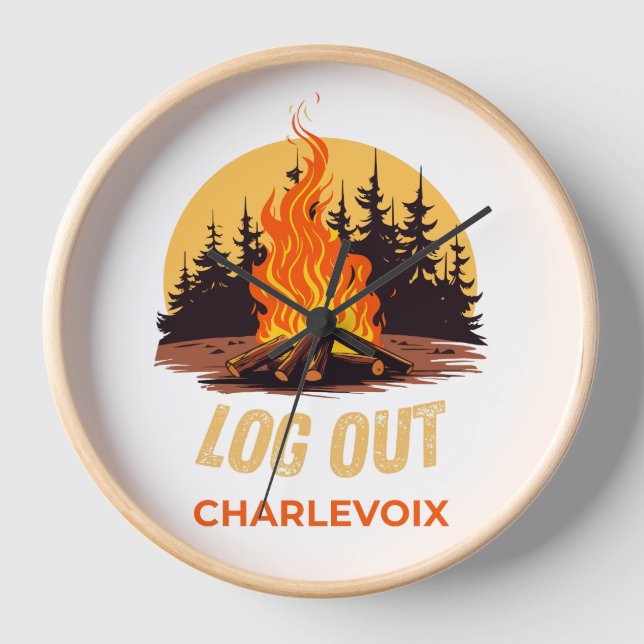 Charlevoix Michigan Lagerfeuer  Uhr (Vorderseite)