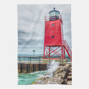 Charlevoix South Pierhead Lighthouse Geschirrtuch