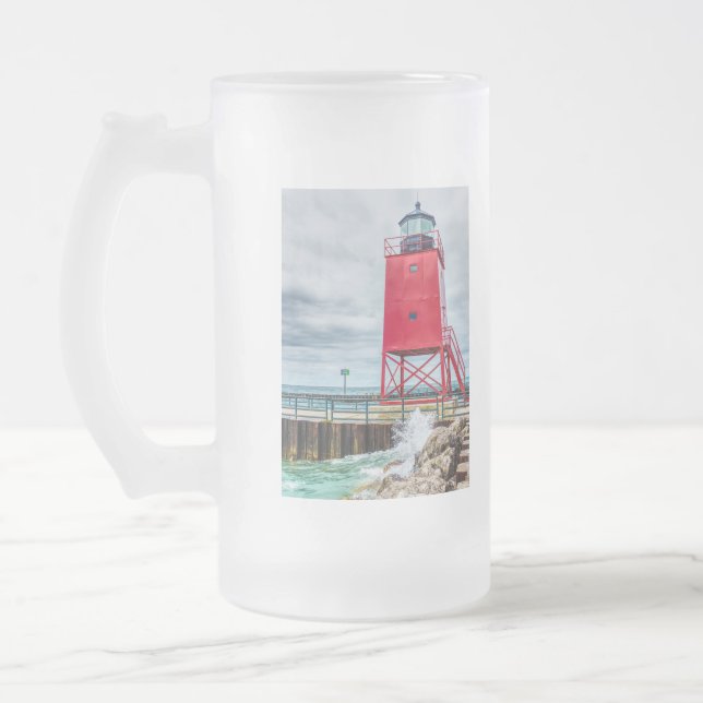 Charlevoix South Pierhead Lightouse Mattglas Bierglas (Links)