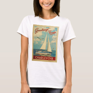 Charlevoix T - Shirt Sailboat Vintag Michigan