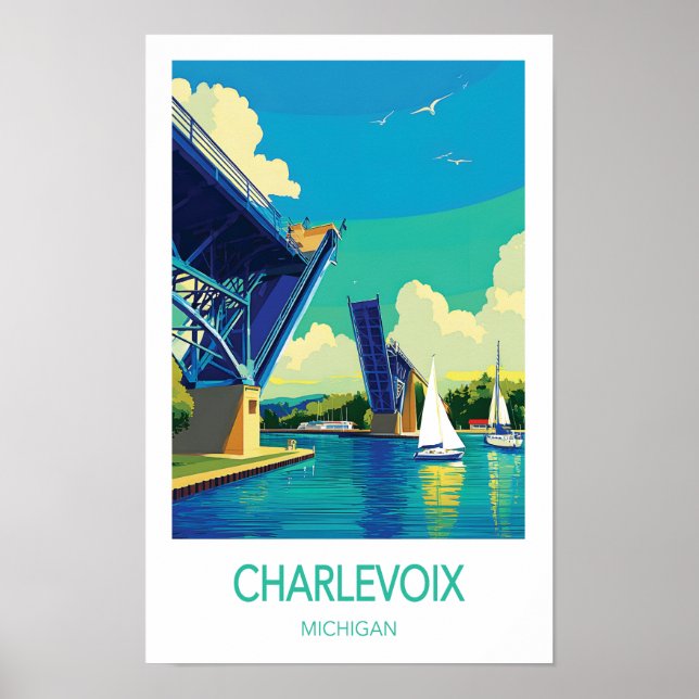 Charlevoix Travel Poster, Michigan Poster (Vorne)