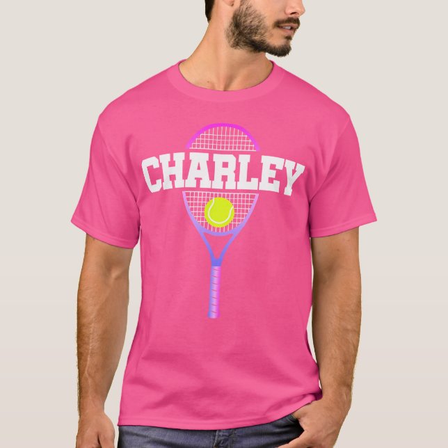 Charley Name Tennis Player Girls Ball und Racket S T-Shirt (Vorderseite)