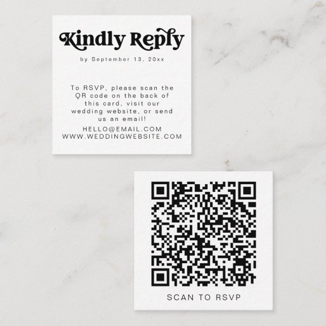 CHARLI Retro Groovy 70s QR Code UAWG Square Card Quadratische Visitenkarte (Vorne/Hinten)