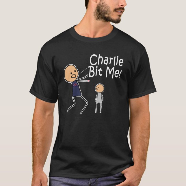 Charlie biss mich dunkler T - Shirt (Vorderseite)