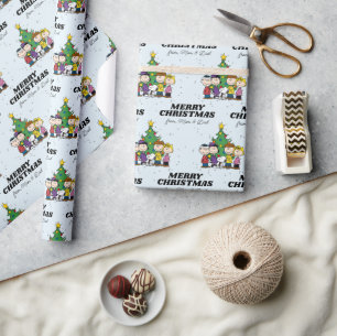 Charlie Brown & Friends Weihnachten   Name hinzufü Geschenkpapier