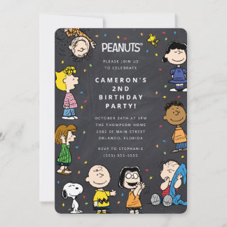 Charlie Brown & Gang Chalkboard Confetti Birthday Einladung